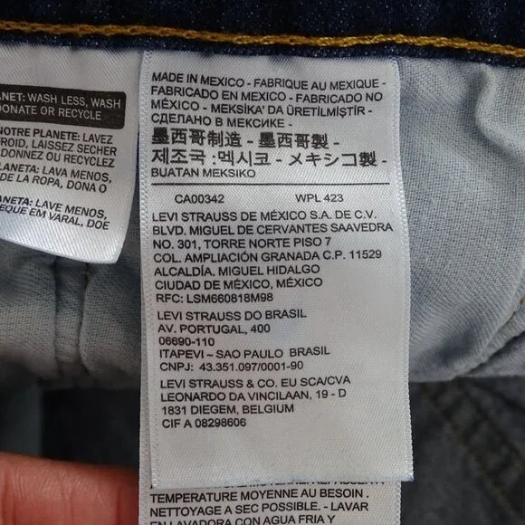 Levis 505 Straight Denim Jeans Men Size 34 x 34 Blue Dark Wash Distressed FLAW - Picture 7 of 14